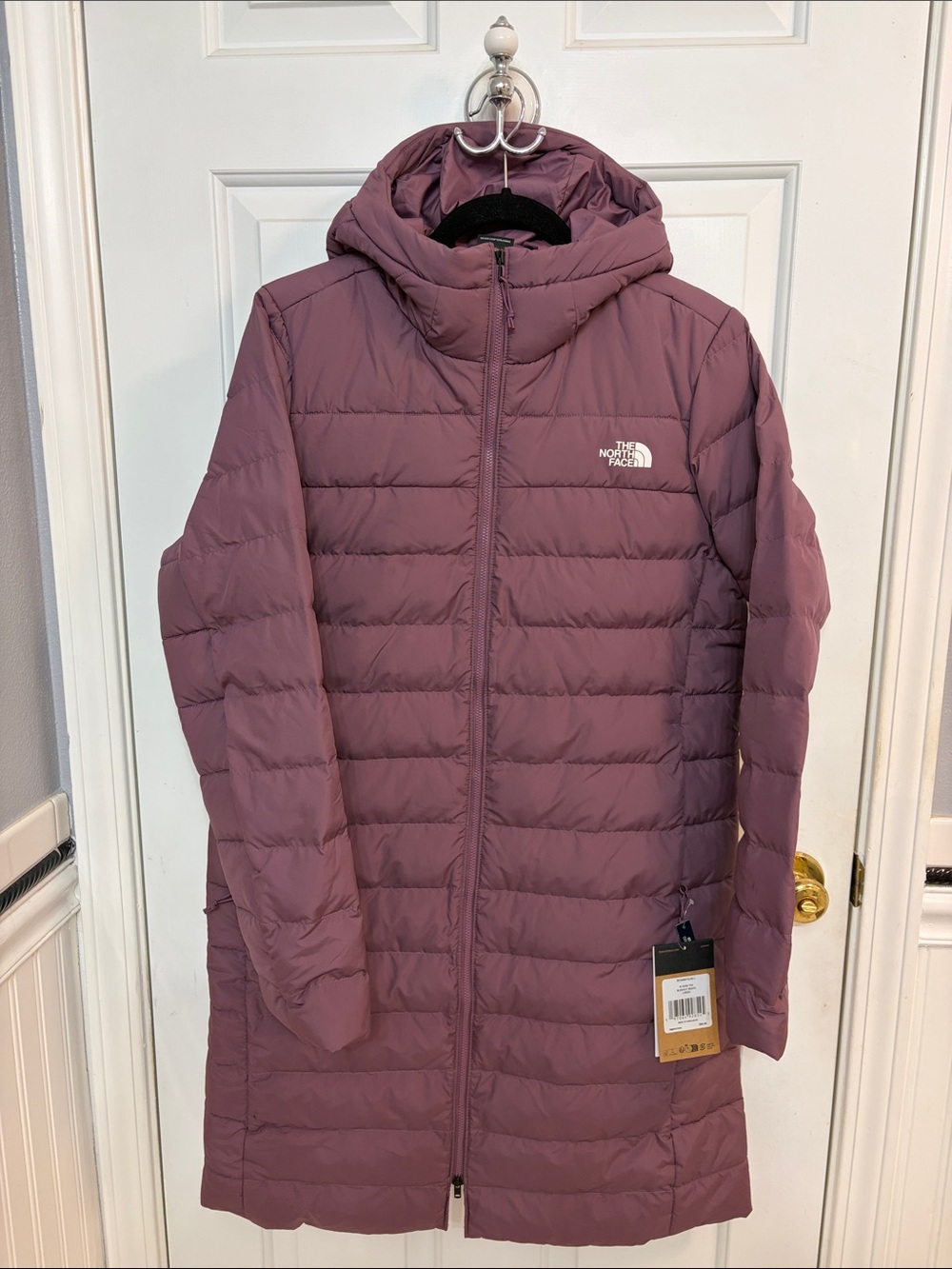 BNWT The North Face Women's Hooded Long Puffer Coat in Mauve